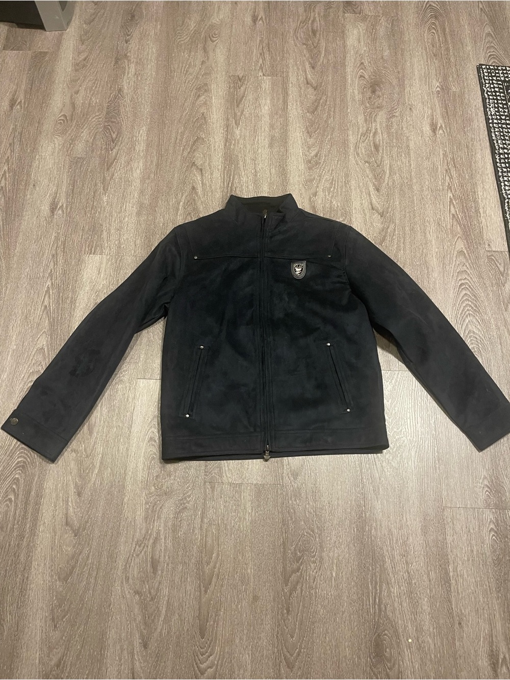 Men's Jacket, Italy Style suede Black jacket EA Collection Size L In EUC